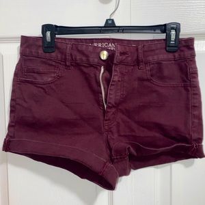 Hi Rise Shortie American Eagle Size 8 Burgundy women’s shorts